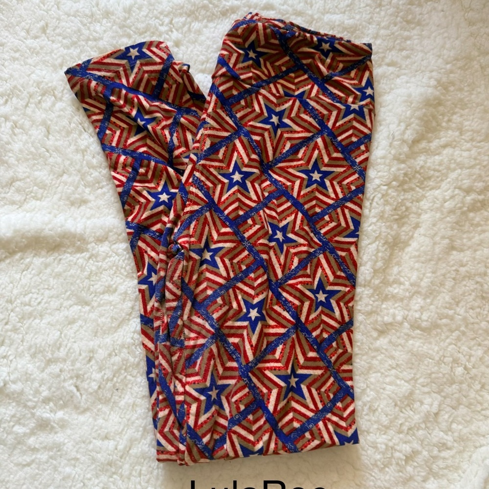 LuLaRoe Patriotic Star Leggings - Red, Blue, White